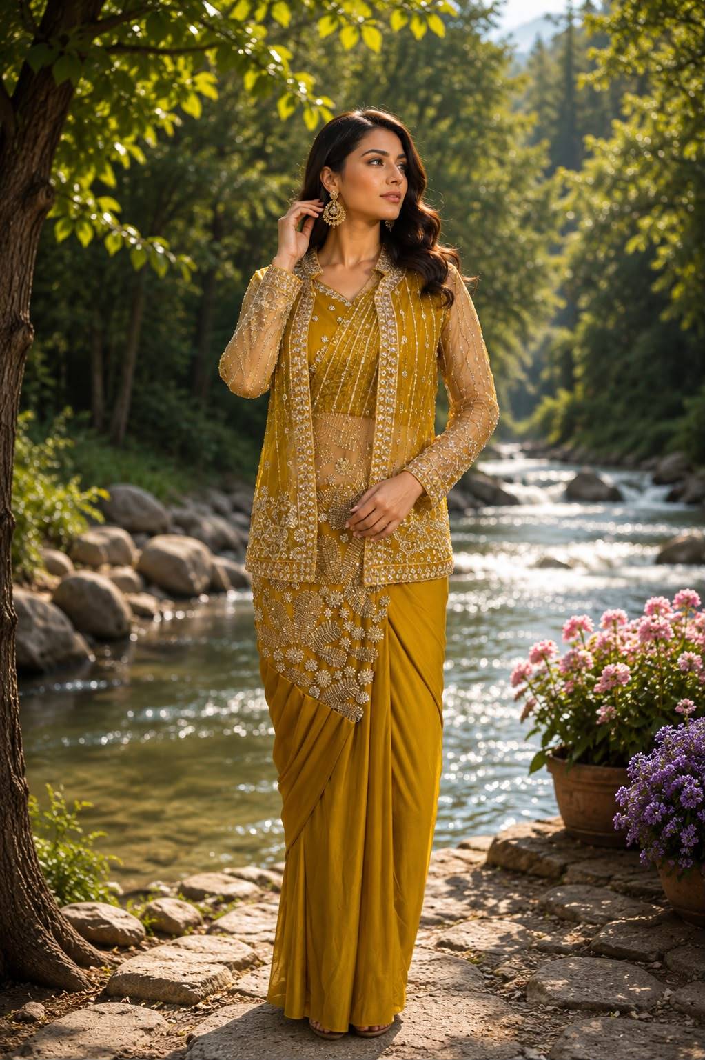 102439 By AMOHA TRENDZ 01 To 04 Series Indian Traditional Wear Collection Fancy Colorful Party Wear LAYCRA Stitched Sarees At Wholesale Price